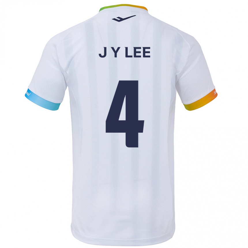 Niño Fútbol Camiseta Young-Jun Lee #4 Blanco Azul 2ª Equipación 2024/25 Perú