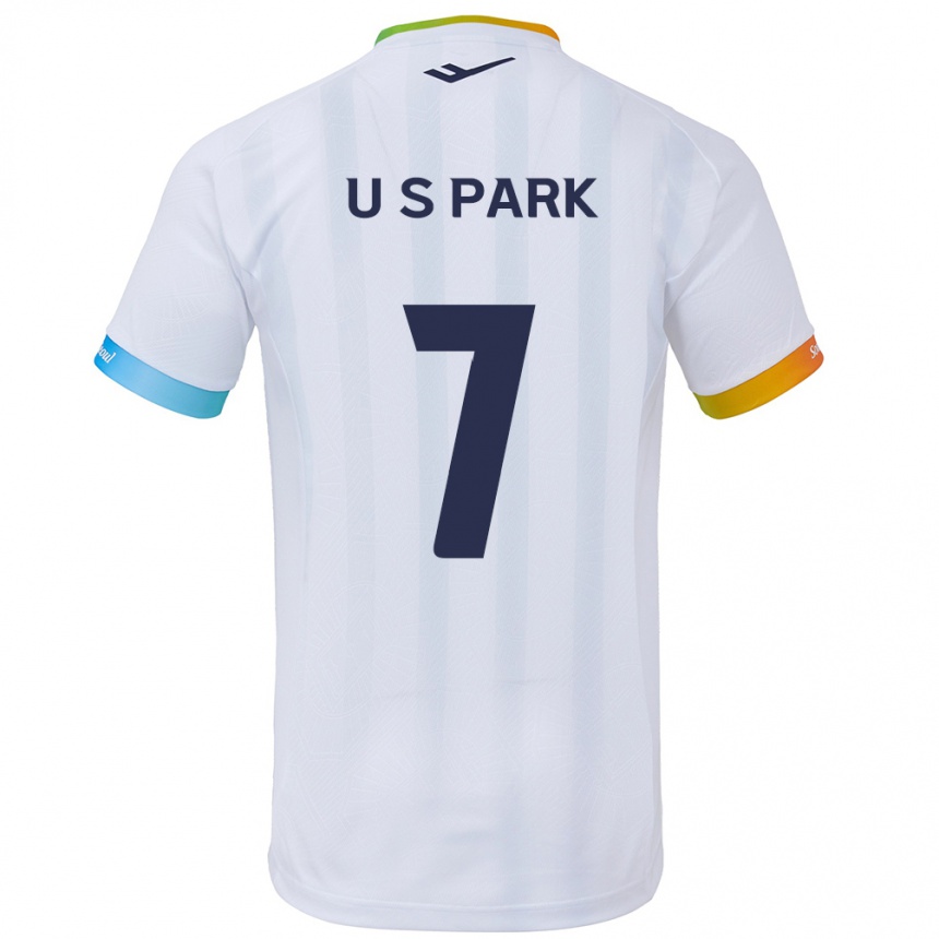 Niño Fútbol Camiseta Sun-Uk Park #7 Blanco Azul 2ª Equipación 2024/25 Perú