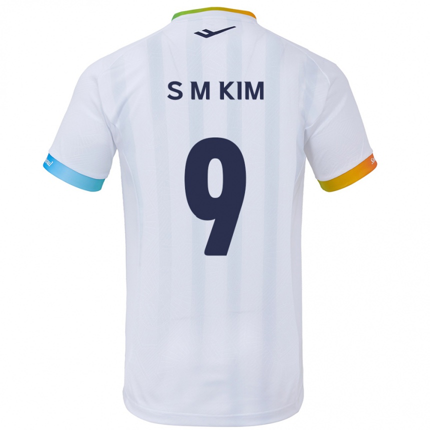 Niño Fútbol Camiseta Min-Sung Kim #9 Blanco Azul 2ª Equipación 2024/25 Perú