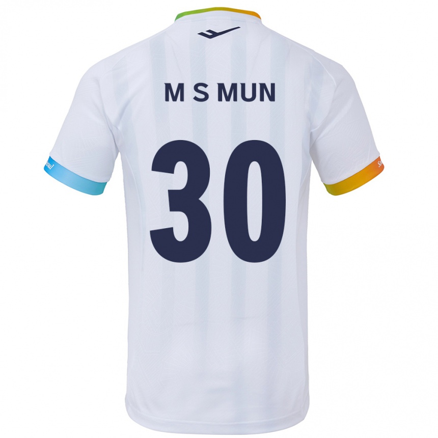 Niño Fútbol Camiseta Seong-Min Mun #30 Blanco Azul 2ª Equipación 2024/25 Perú