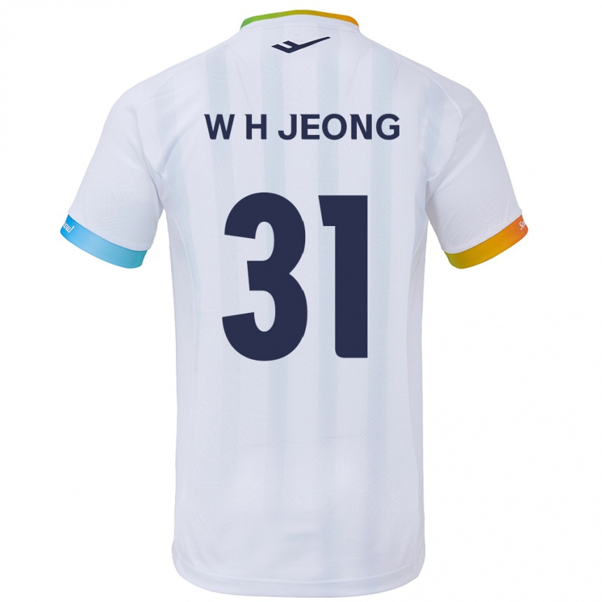 Niño Fútbol Camiseta Hyun-Woong Jeong #31 Blanco Azul 2ª Equipación 2024/25 Perú