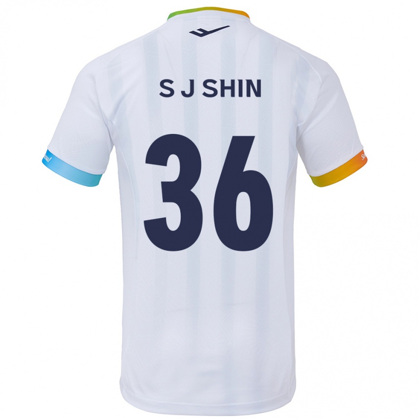 Niño Fútbol Camiseta Ji-Seop Shin #36 Blanco Azul 2ª Equipación 2024/25 Perú