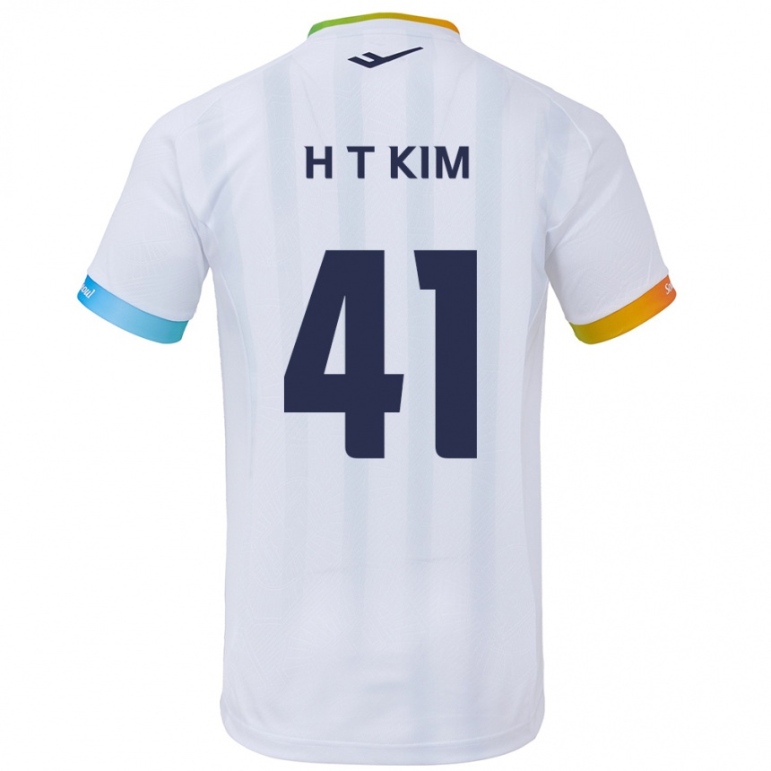 Niño Fútbol Camiseta Tae-Ho Kim #41 Blanco Azul 2ª Equipación 2024/25 Perú