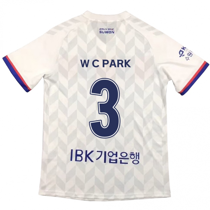 Niño Fútbol Camiseta Cheol-Woo Park #3 Blanco Azul 2ª Equipación 2024/25 Perú