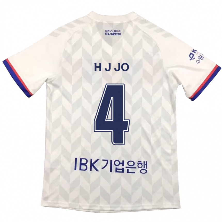 Niño Fútbol Camiseta Jun-Hyun Jo #4 Blanco Azul 2ª Equipación 2024/25 Perú