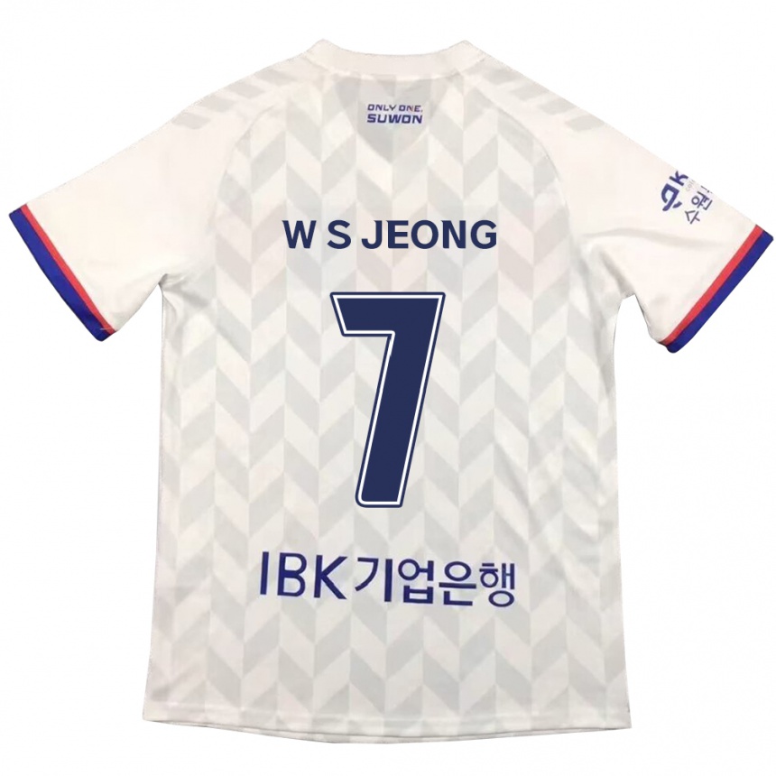 Niño Fútbol Camiseta Seung-Won Jeong #7 Blanco Azul 2ª Equipación 2024/25 Perú