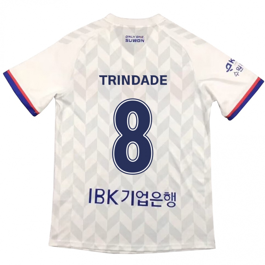 Niño Fútbol Camiseta Matheus Trindade #8 Blanco Azul 2ª Equipación 2024/25 Perú