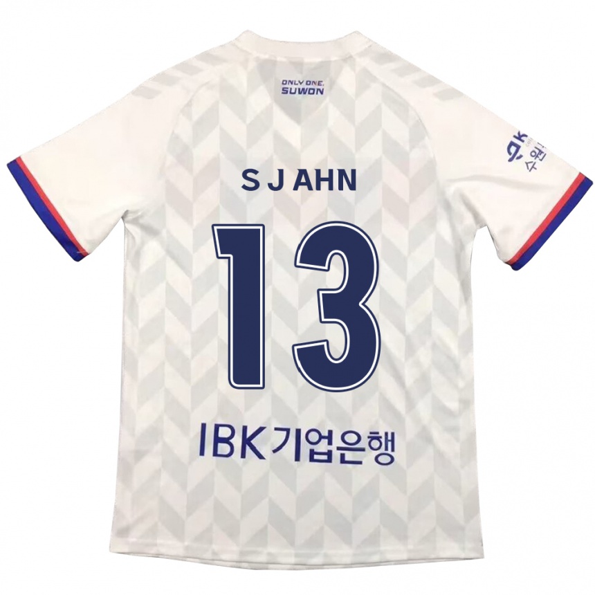 Niño Fútbol Camiseta Jun-Su Ahn #13 Blanco Azul 2ª Equipación 2024/25 Perú