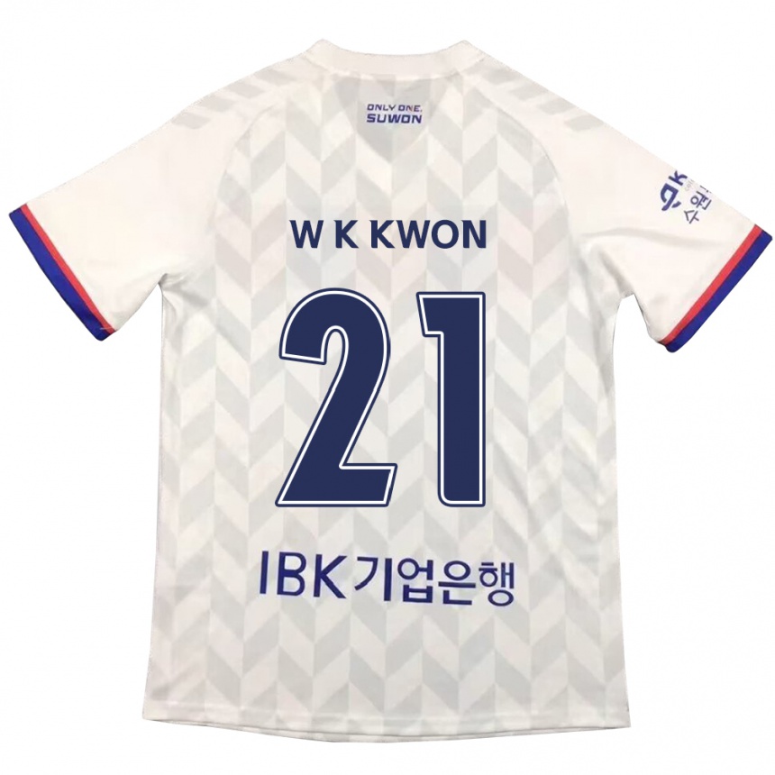 Niño Fútbol Camiseta Kyung-Won Kwon #21 Blanco Azul 2ª Equipación 2024/25 Perú