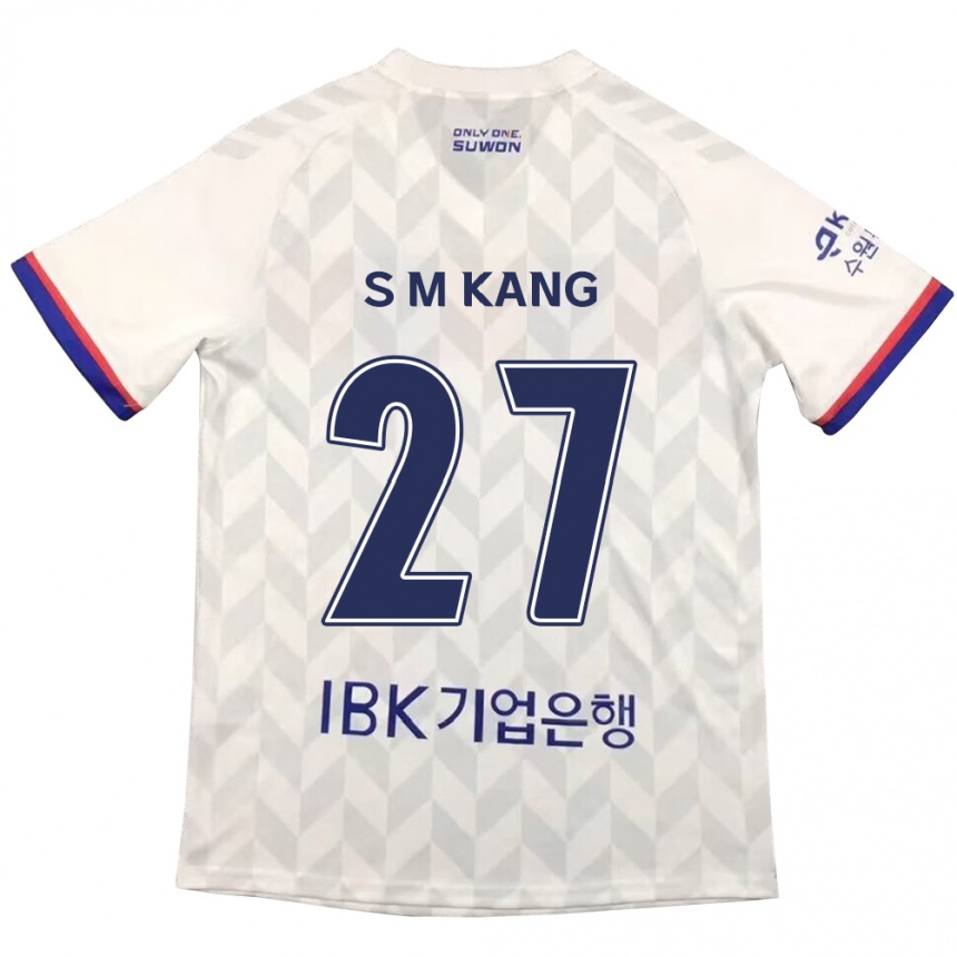 Niño Fútbol Camiseta Min-Sung Kang #27 Blanco Azul 2ª Equipación 2024/25 Perú