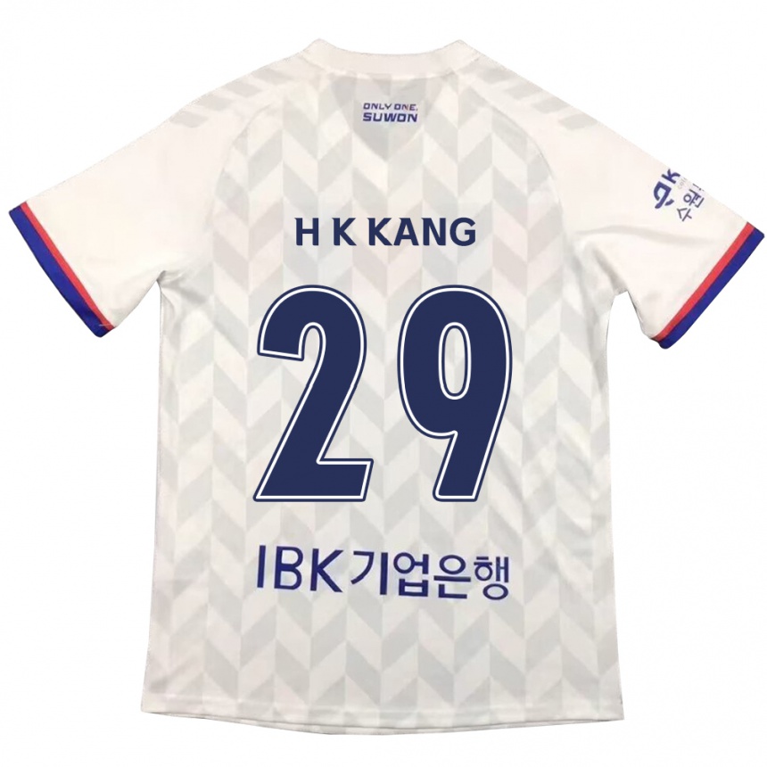 Niño Fútbol Camiseta Kyo-Hun Kang #29 Blanco Azul 2ª Equipación 2024/25 Perú