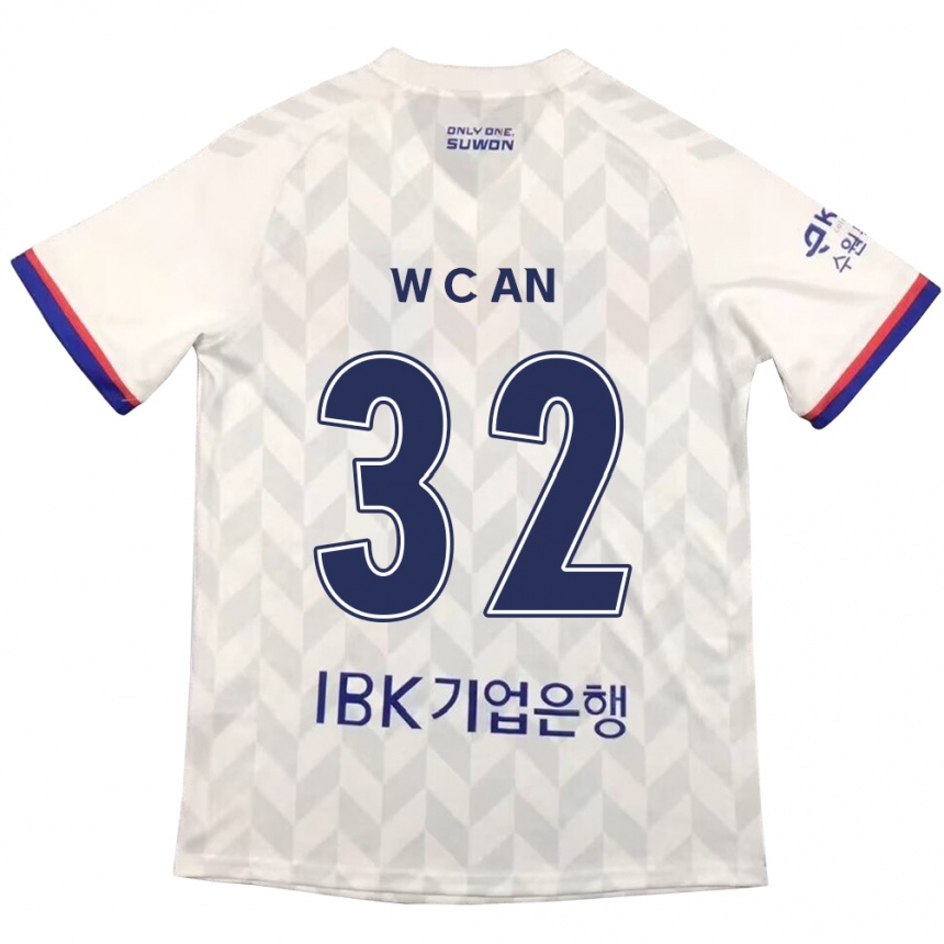 Niño Fútbol Camiseta Chi-Woo An #32 Blanco Azul 2ª Equipación 2024/25 Perú