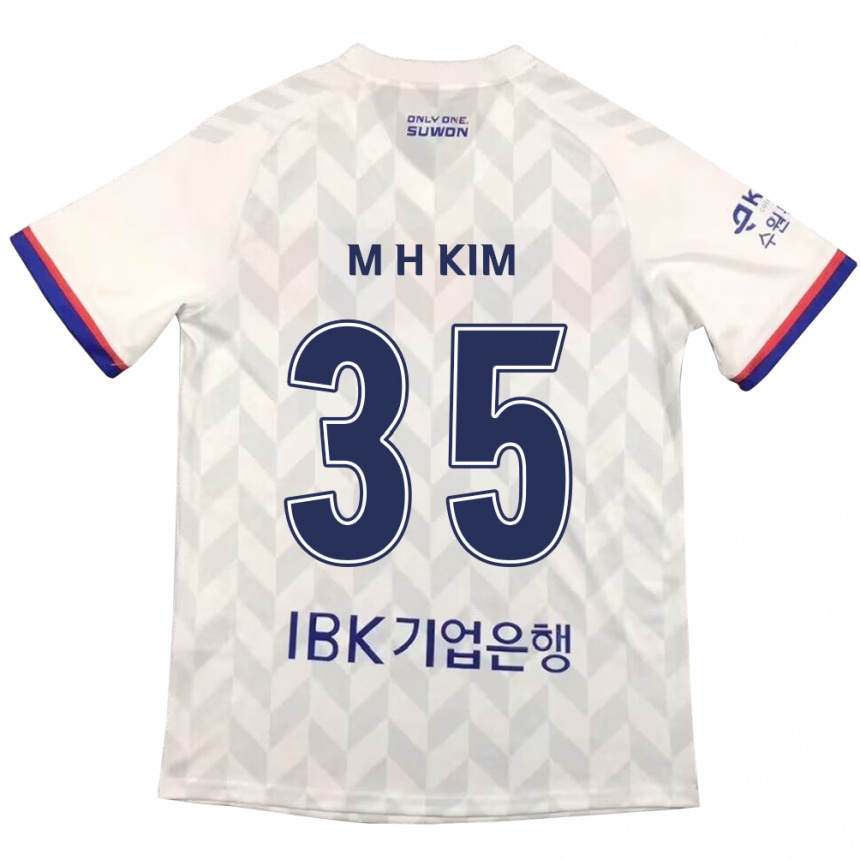 Niño Fútbol Camiseta Hyeon-Min Kim #35 Blanco Azul 2ª Equipación 2024/25 Perú