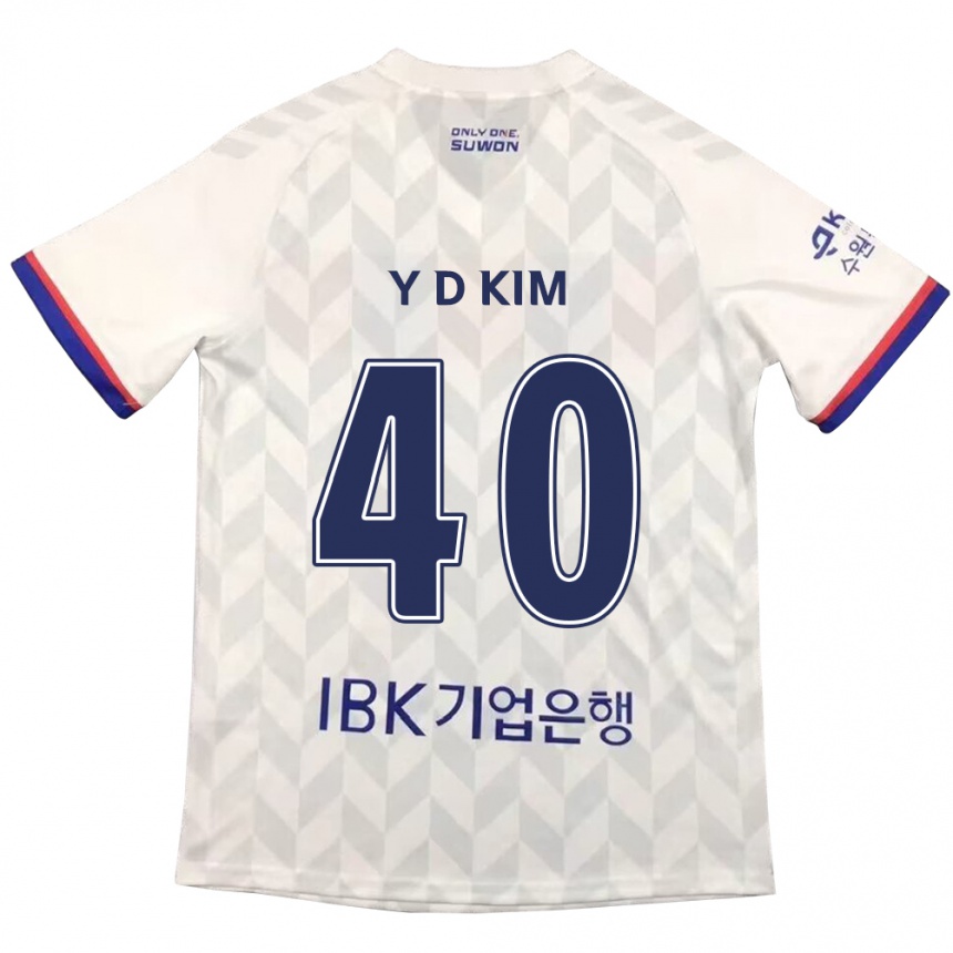 Niño Fútbol Camiseta Do-Yoon Kim #40 Blanco Azul 2ª Equipación 2024/25 Perú