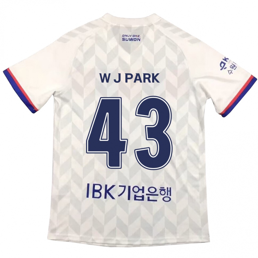 Niño Fútbol Camiseta Jin-Woo Park #43 Blanco Azul 2ª Equipación 2024/25 Perú