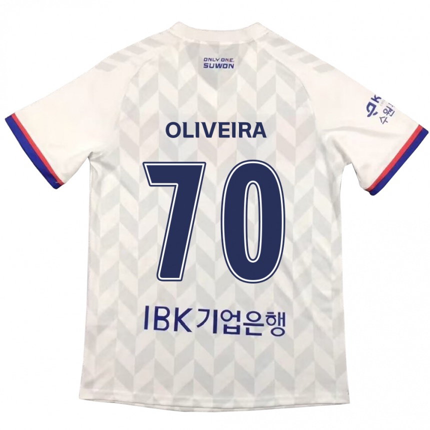 Niño Fútbol Camiseta Anderson Oliveira #70 Blanco Azul 2ª Equipación 2024/25 Perú