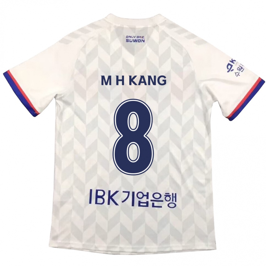 Niño Fútbol Camiseta Ho-Min Kang #8 Blanco Azul 2ª Equipación 2024/25 Perú