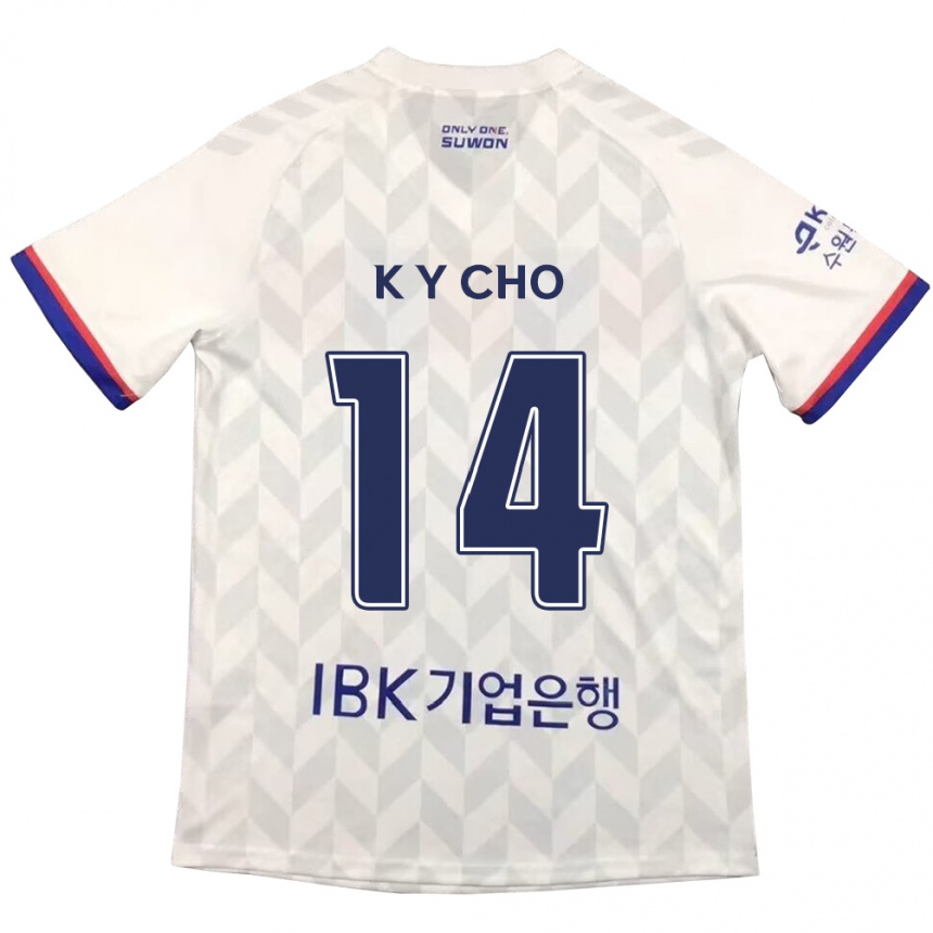 Niño Fútbol Camiseta Yun-Kwon Cho #14 Blanco Azul 2ª Equipación 2024/25 Perú