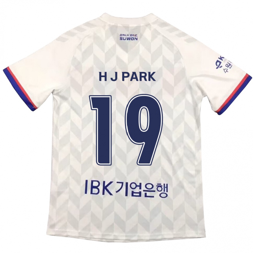 Niño Fútbol Camiseta Jun-Hui Park #19 Blanco Azul 2ª Equipación 2024/25 Perú