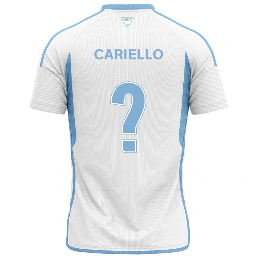 Niño Fútbol Camiseta Yago Cariello #0 Blanco Azul 2ª Equipación 2024/25 Perú