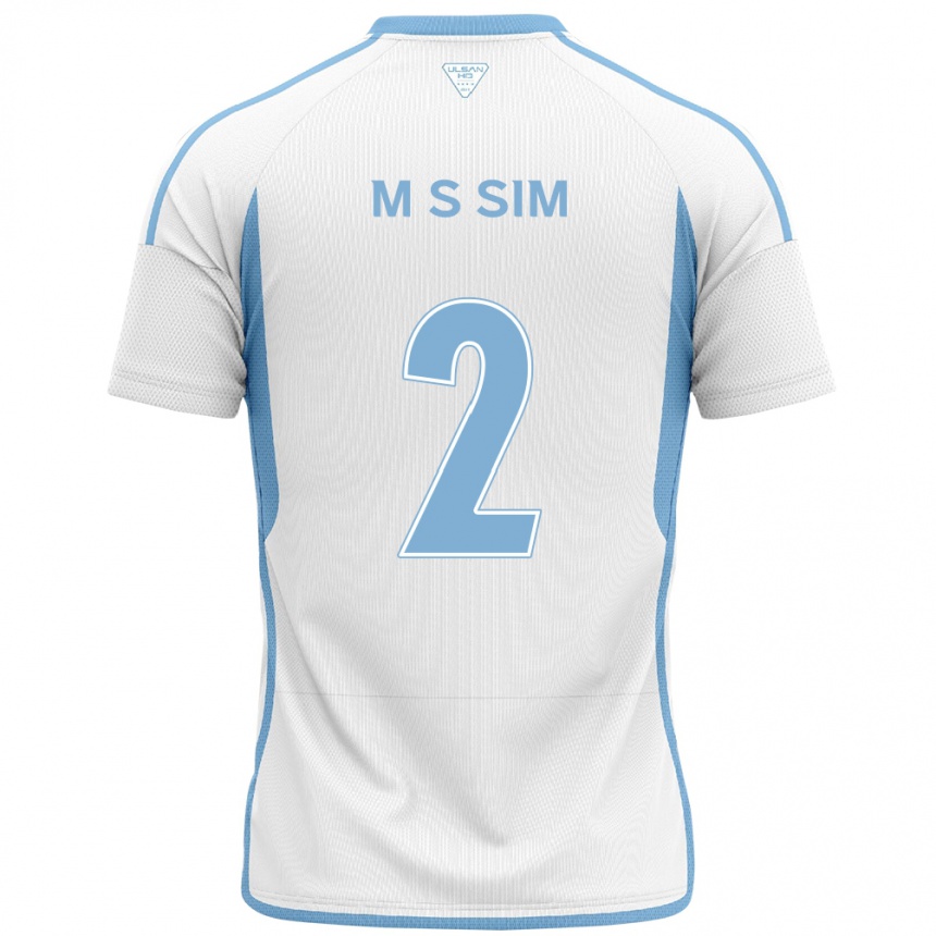 Niño Fútbol Camiseta Sang-Min Sim #2 Blanco Azul 2ª Equipación 2024/25 Perú