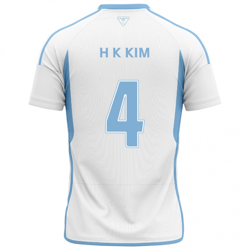 Niño Fútbol Camiseta Kee-Hee Kim #4 Blanco Azul 2ª Equipación 2024/25 Perú