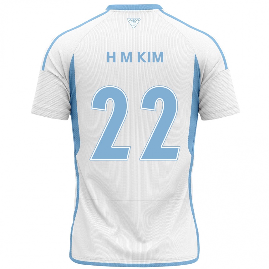 Niño Fútbol Camiseta Min-Hyuk Kim #22 Blanco Azul 2ª Equipación 2024/25 Perú