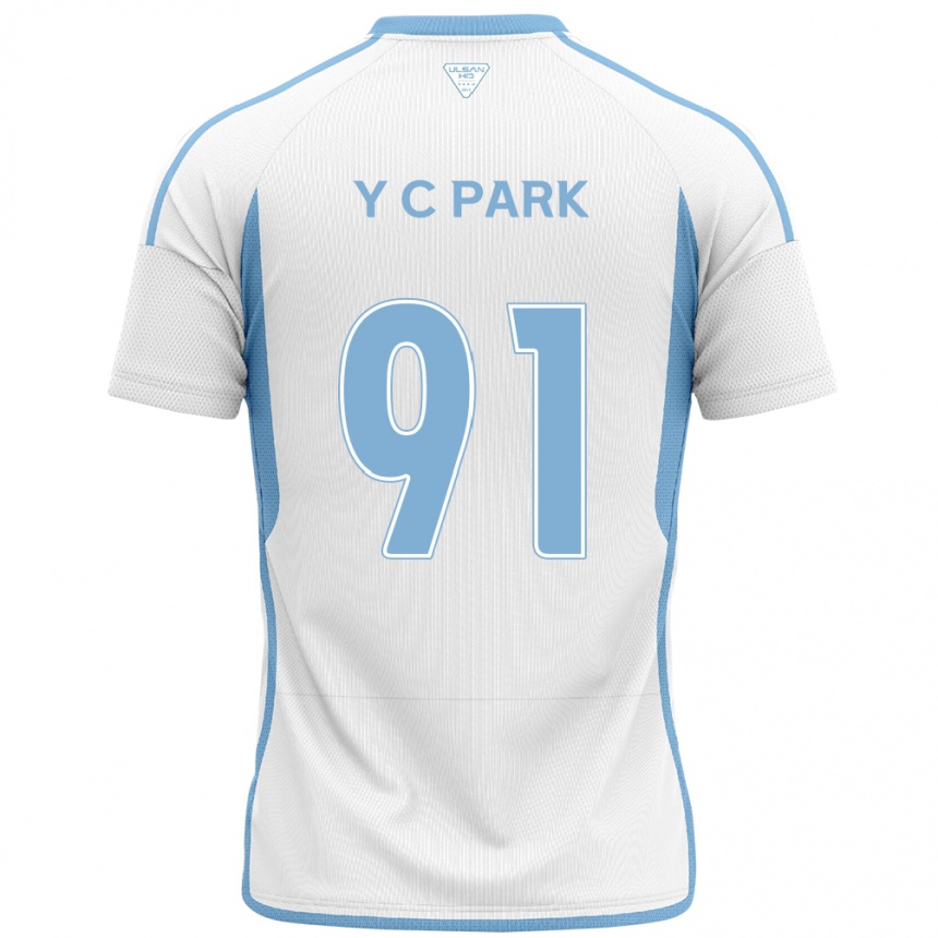 Niño Fútbol Camiseta Chu-Young Park #91 Blanco Azul 2ª Equipación 2024/25 Perú