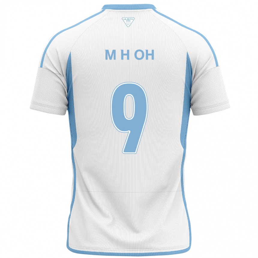 Niño Fútbol Camiseta Hyun-Min Oh #9 Blanco Azul 2ª Equipación 2024/25 Perú