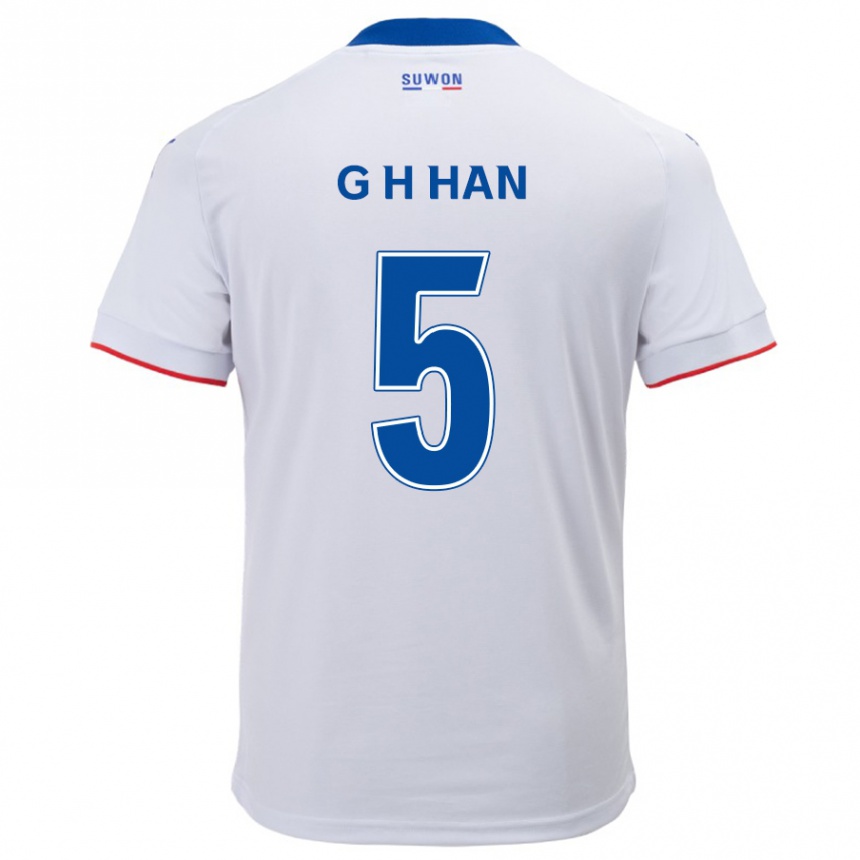 Niño Fútbol Camiseta Ho-Gang Han #5 Blanco Azul 2ª Equipación 2024/25 Perú