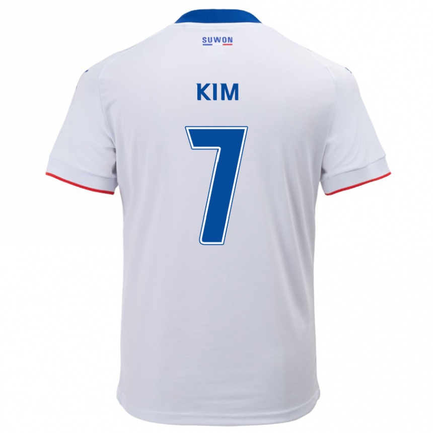 Niño Fútbol Camiseta Hyun Kim #7 Blanco Azul 2ª Equipación 2024/25 Perú