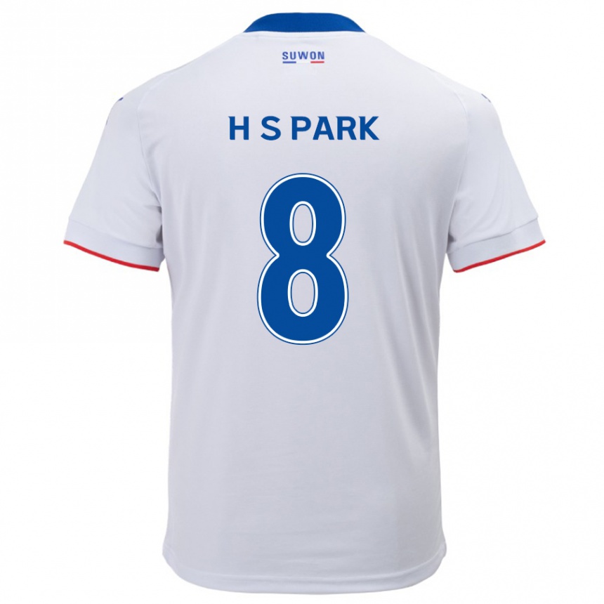 Niño Fútbol Camiseta Sang-Hyeok Park #8 Blanco Azul 2ª Equipación 2024/25 Perú