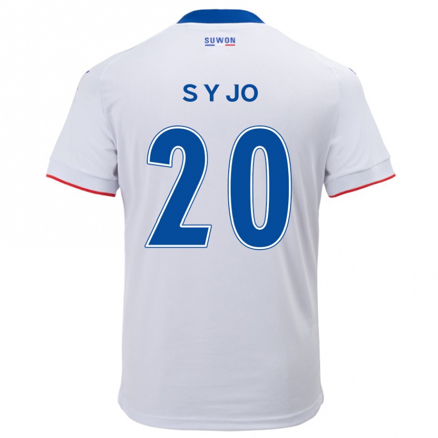 Niño Fútbol Camiseta Yun-Seong Jo #20 Blanco Azul 2ª Equipación 2024/25 Perú