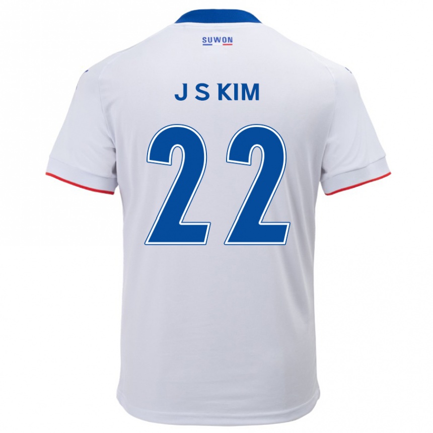 Niño Fútbol Camiseta Sang-Jun Kim #22 Blanco Azul 2ª Equipación 2024/25 Perú