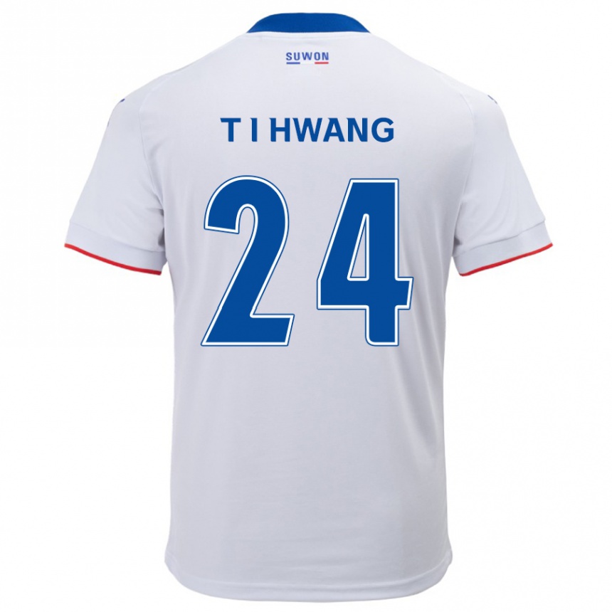 Niño Fútbol Camiseta In-Taek Hwang #24 Blanco Azul 2ª Equipación 2024/25 Perú