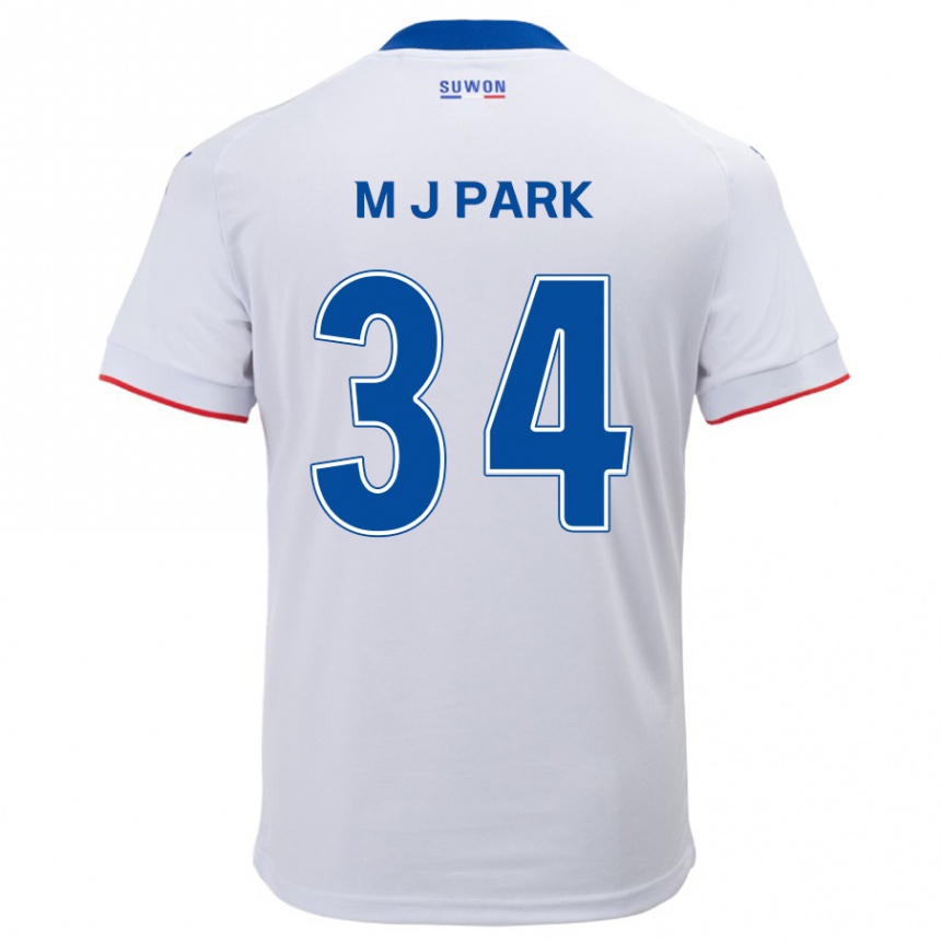 Niño Fútbol Camiseta Ji-Min Park #34 Blanco Azul 2ª Equipación 2024/25 Perú