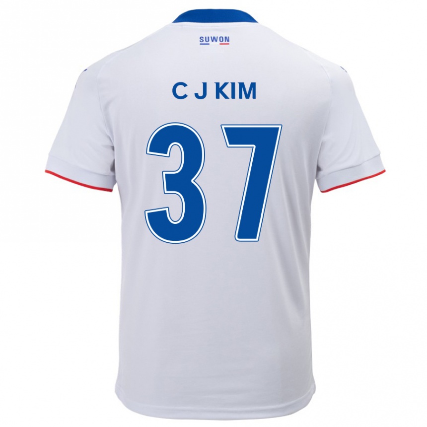 Niño Fútbol Camiseta Joo-Chan Kim #37 Blanco Azul 2ª Equipación 2024/25 Perú