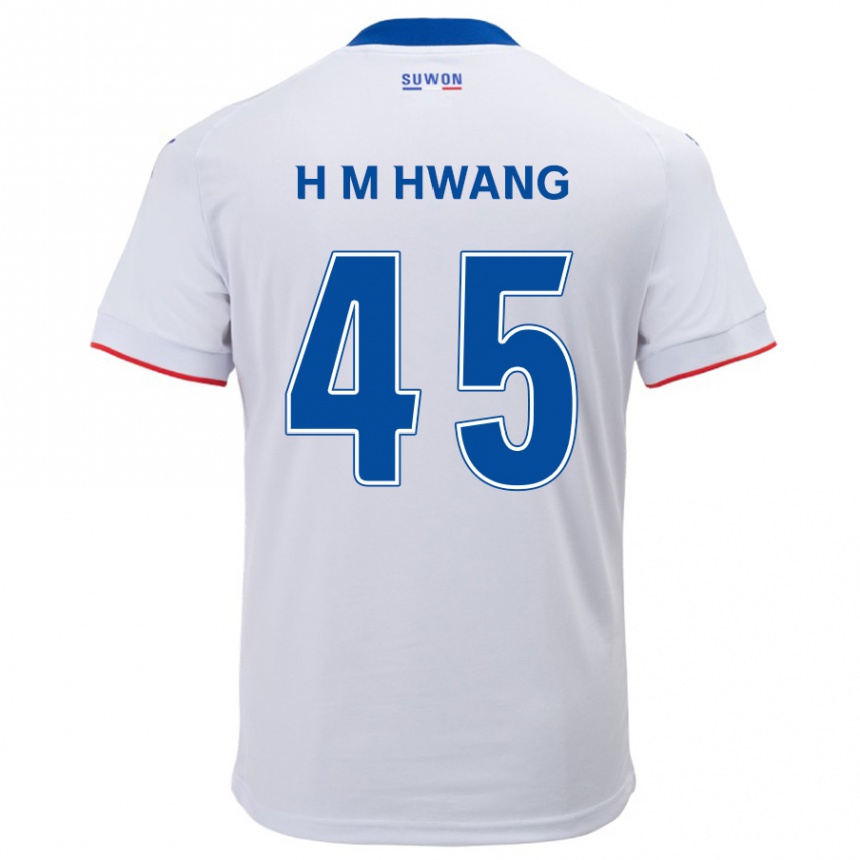 Niño Fútbol Camiseta Myung-Hyun Hwang #45 Blanco Azul 2ª Equipación 2024/25 Perú