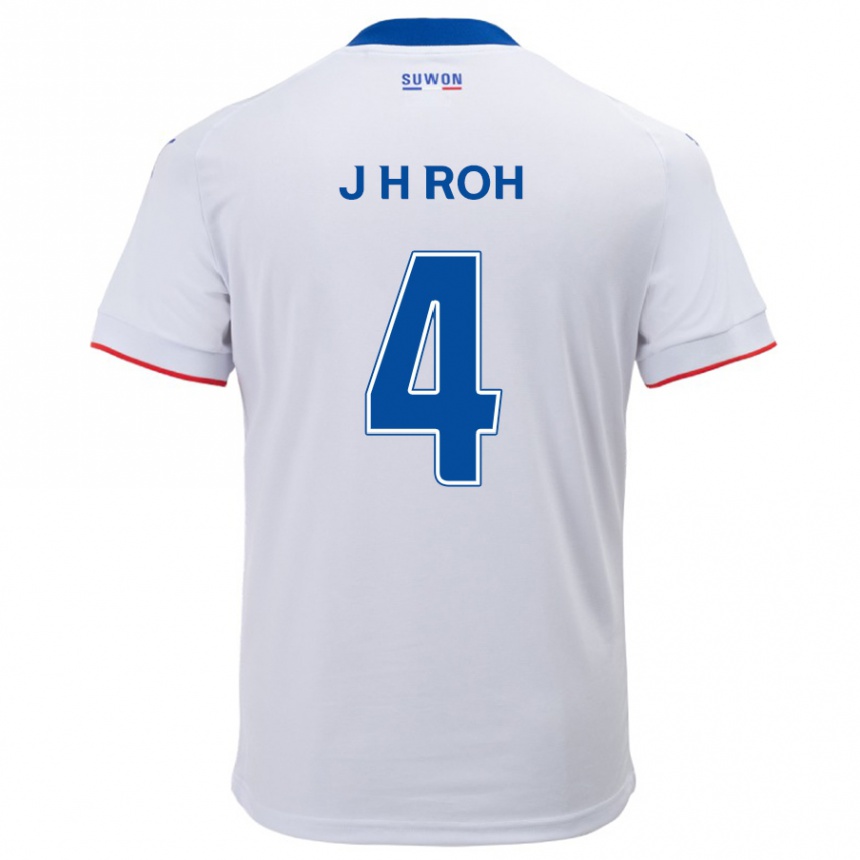 Niño Fútbol Camiseta Hyun-Jun Roh #4 Blanco Azul 2ª Equipación 2024/25 Perú