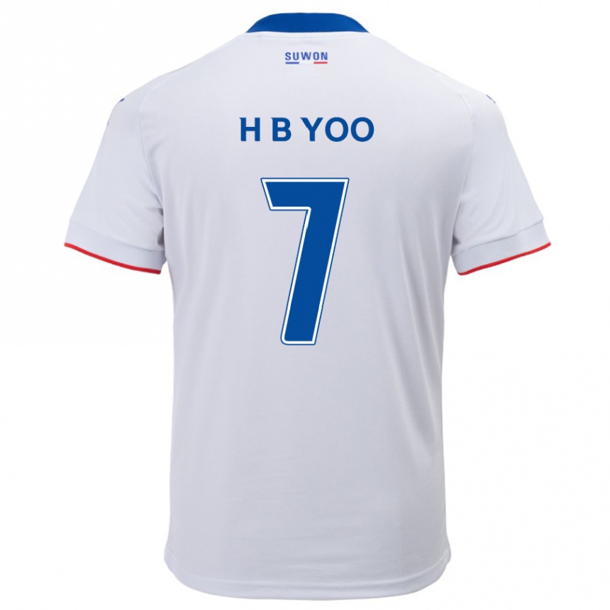 Niño Fútbol Camiseta Byung-Heon Yoo #7 Blanco Azul 2ª Equipación 2024/25 Perú