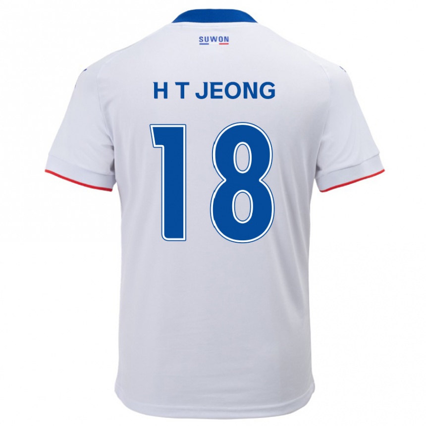 Niño Fútbol Camiseta Tae-Hwan Jeong #18 Blanco Azul 2ª Equipación 2024/25 Perú