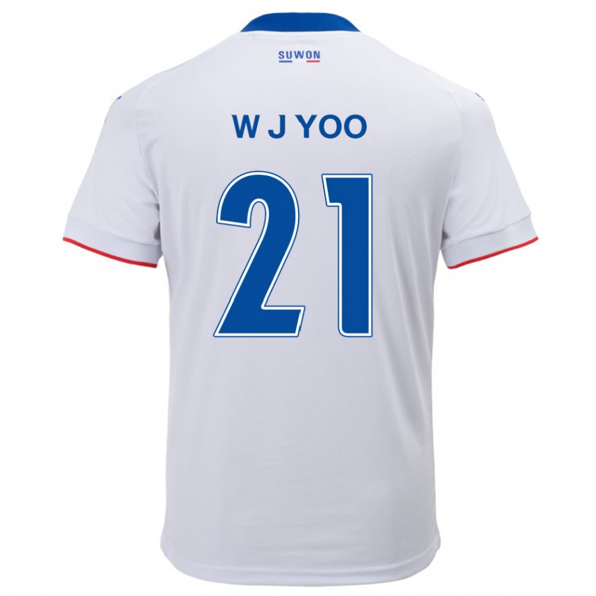 Niño Fútbol Camiseta Jin-Wook Yoo #21 Blanco Azul 2ª Equipación 2024/25 Perú