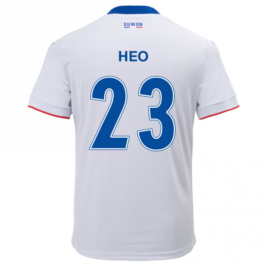 Niño Fútbol Camiseta Hwan Heo #23 Blanco Azul 2ª Equipación 2024/25 Perú