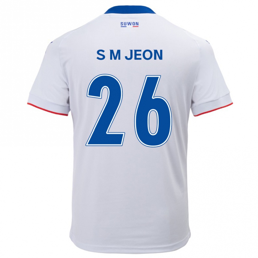 Niño Fútbol Camiseta Min-Seung Jeon #26 Blanco Azul 2ª Equipación 2024/25 Perú