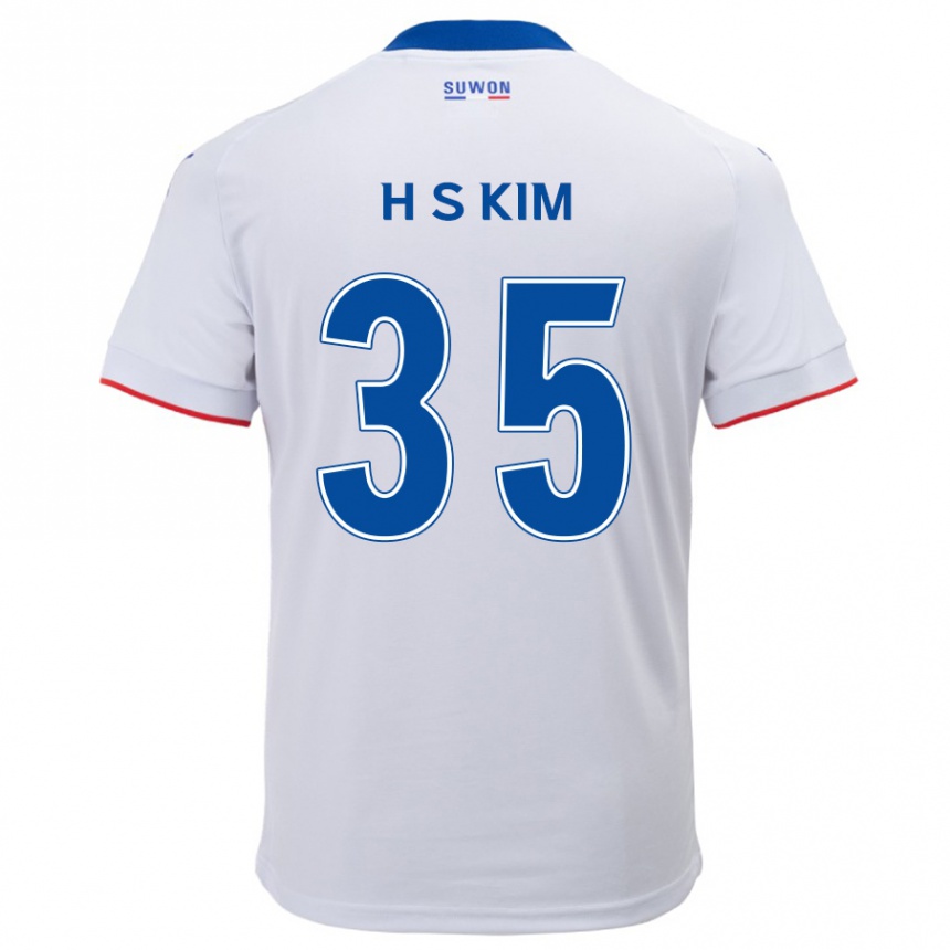 Niño Fútbol Camiseta Seung-Hyun Kim #35 Blanco Azul 2ª Equipación 2024/25 Perú