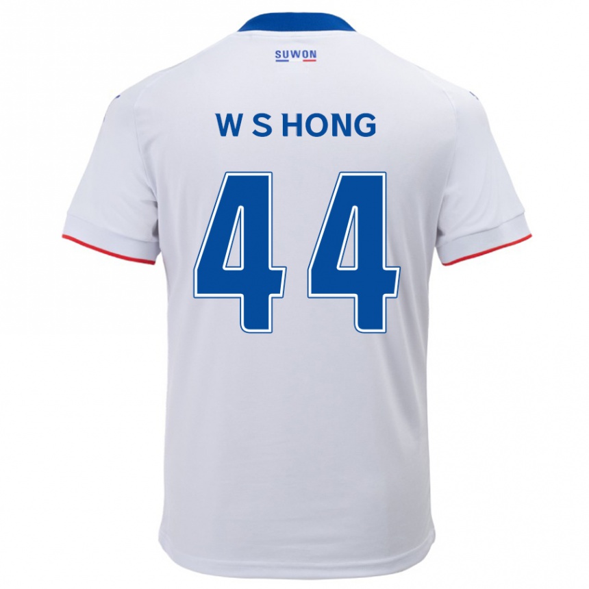 Niño Fútbol Camiseta Sang-Won Hong #44 Blanco Azul 2ª Equipación 2024/25 Perú