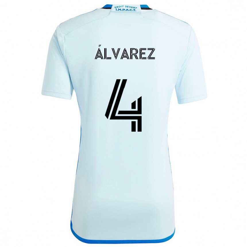 Niño Fútbol Camiseta Fernando Álvarez #4 Azul Hielo 2ª Equipación 2024/25 Perú