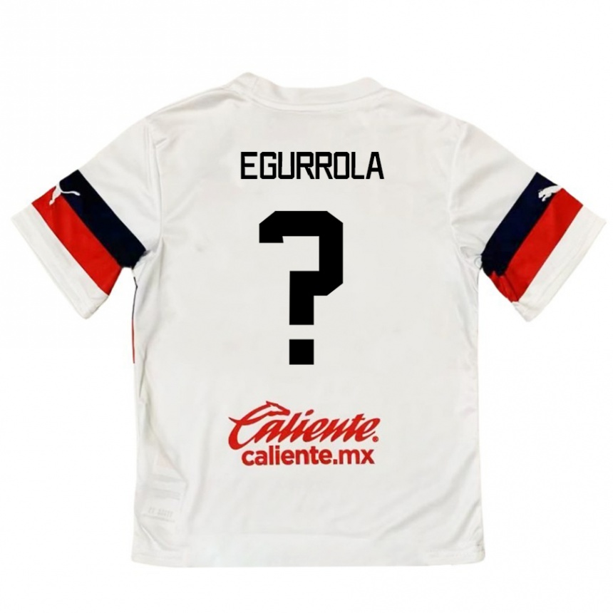 Niño Fútbol Camiseta Luis Egurrola #0 Blanco Rojo 2ª Equipación 2024/25 Perú