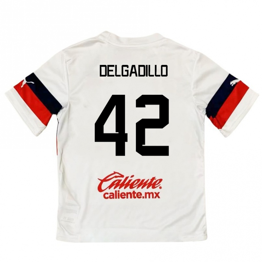 Niño Fútbol Camiseta Diego Delgadillo #42 Blanco Rojo 2ª Equipación 2024/25 Perú