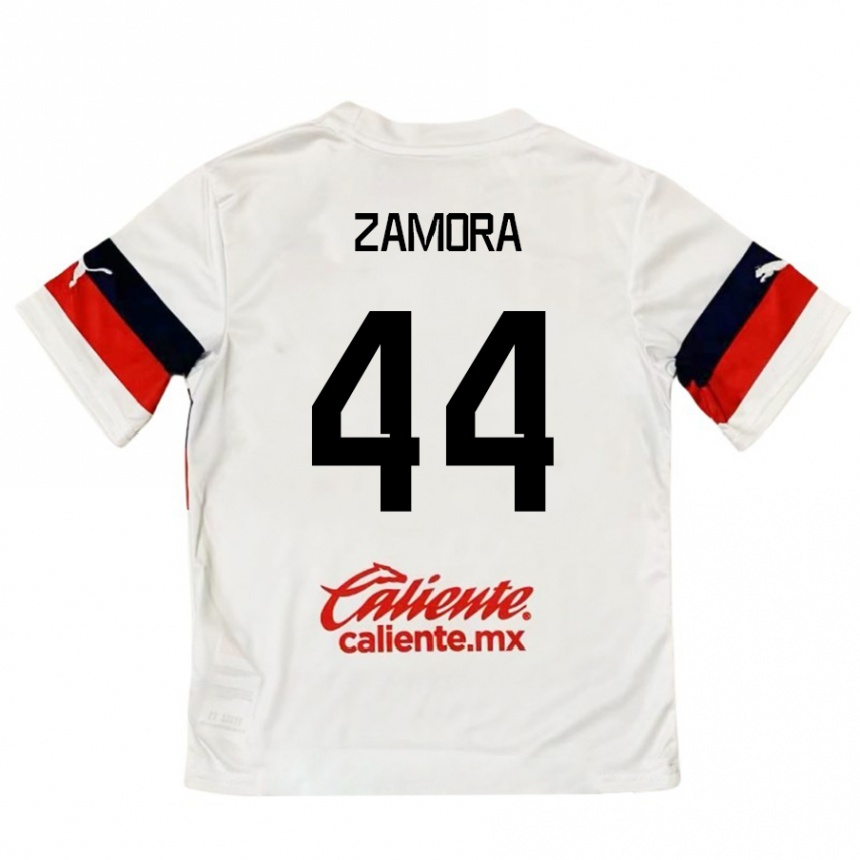 Niño Fútbol Camiseta Saúl Zamora #44 Blanco Rojo 2ª Equipación 2024/25 Perú